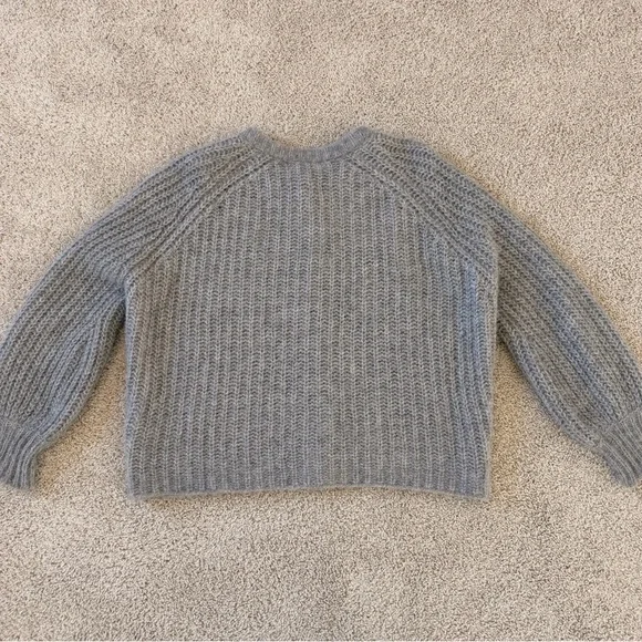 Sezane Emile Alpaca Wool Cardigan Sweater in Mottled Grey - Picture 4 of 8